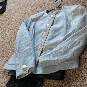 Light Blue Blazer Grey Trousers